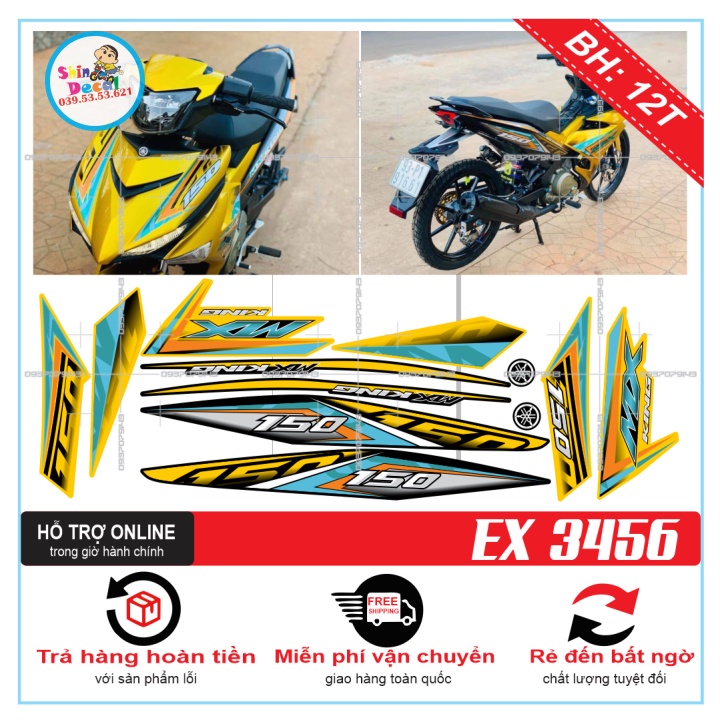 TEM RỜI EX 150 VÀNG ĐEN 3456 -- SHIN DECAL 2