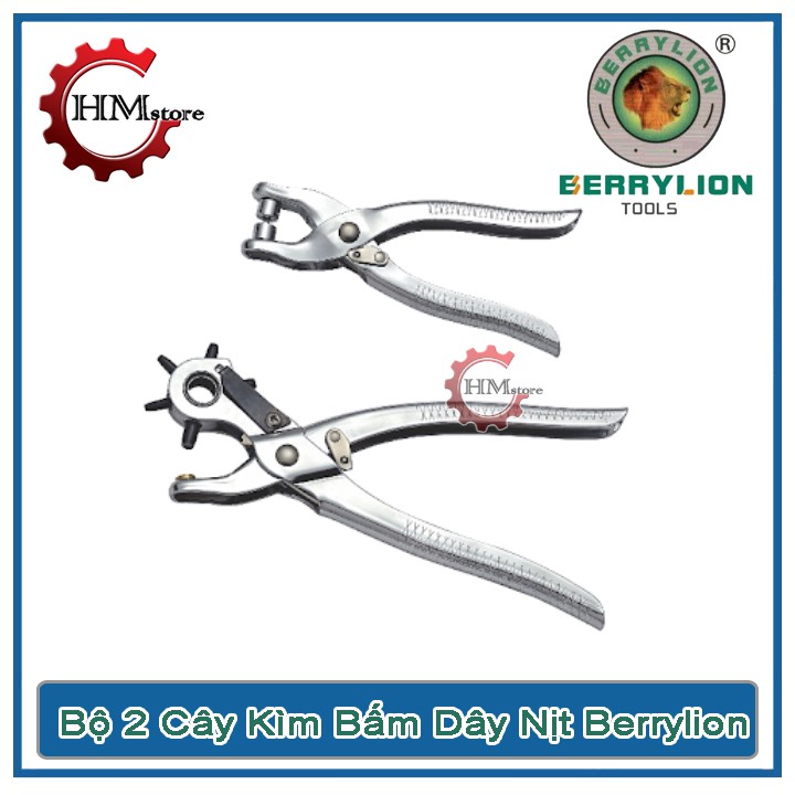 Bộ 2 kềm bấm dây lỗ và khoen Berrylion - Kìm bấm dây nịt cao cấp