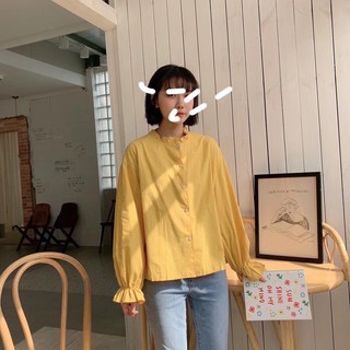Áo sơ mi cổ bèo chấm bi