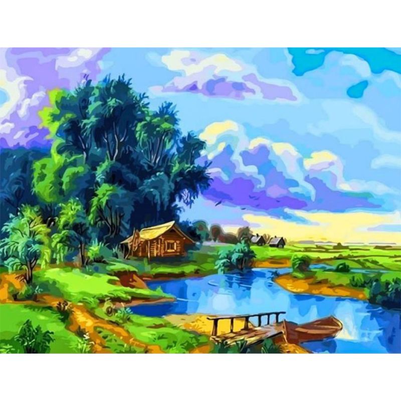 Bộ Tranh Đính Đá 5D Tự Làm Toàn Diện Họa Tiết Phong Cảnh Nhà AOTO