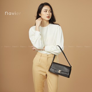 ÁO TAY PHỒNG CỔ TRÒN DÀI TAY BỒNG DÁNG SUÔNG PHONG CÁCH KIỂU ULZZANG VẢI ĐŨI - LINEN SHIRT A01 NAVIER