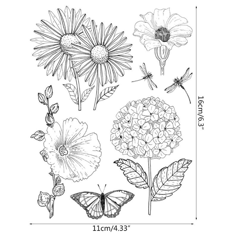 Con Dấu Silicon Trong Suốt Hình Hoa / Chuồn Chuồn / Hoa Dùng Trang Trí Scrapbook