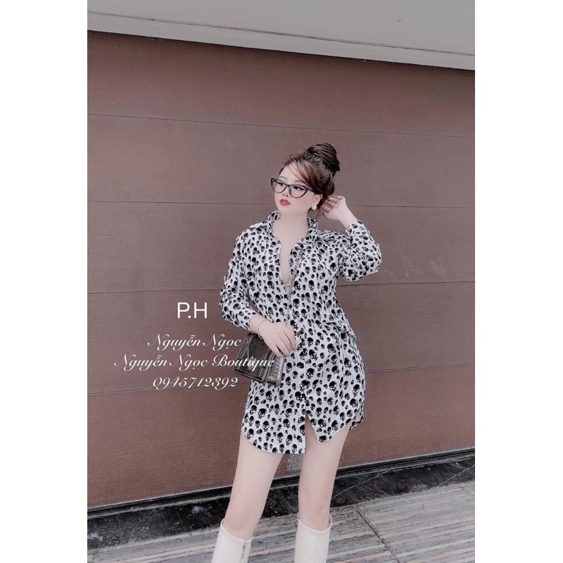 áo sơ mi đầu lâu dáng thụng | BigBuy360 - bigbuy360.vn