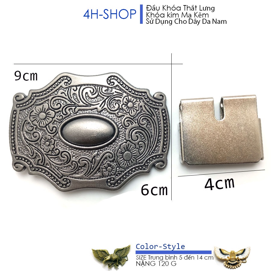 Đầu khóa thắt lưng nam da cực độc lạ, khóa bằng loại mạ kẽm chống rỉ tặng kèm đầu nối thắt lưng 4cm phong cách độc đáo.