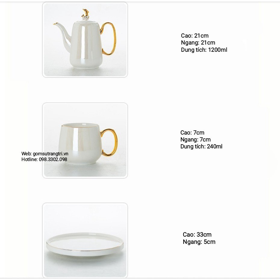 BỘ TÁCH TRÀ KÈM BÀN XOAY