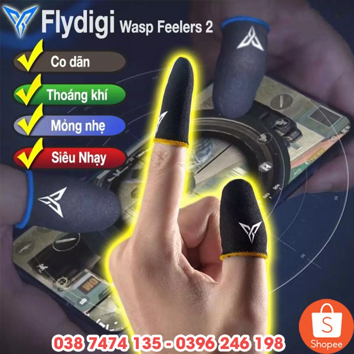 Flydigi Wasp Feelers 2 🚛𝙁𝙍𝙀𝙀𝙎𝙃𝙄𝙋🚛 Găng tay chơi game PUBG, Liên quân, chống mồ hôi, cực nhạy cho điện thoại