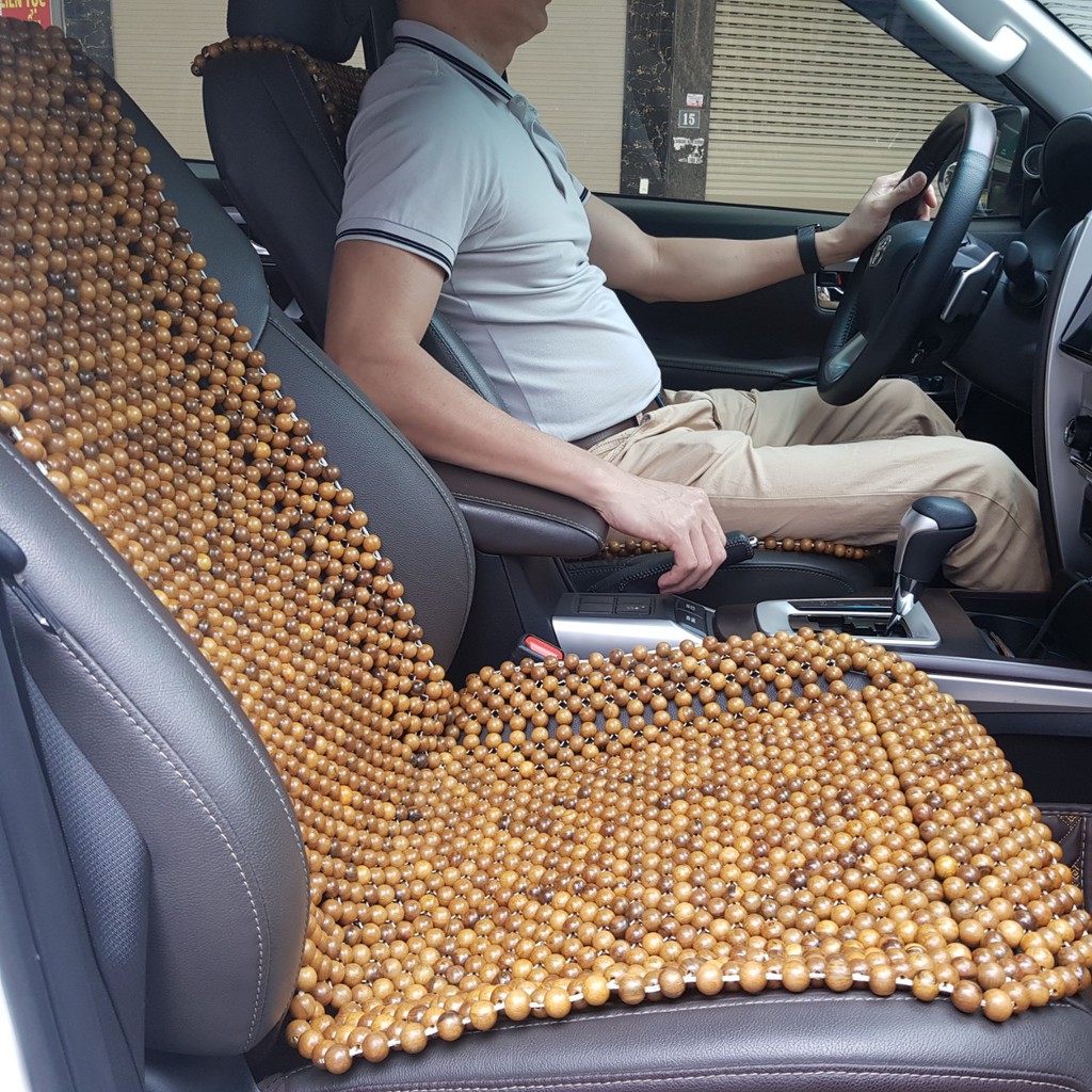 Đệm lót ghế ô tô hạt gỗ Bách Xanh 100% tự nhiên tựa lưng massage trên ô tô - Dạng cài đàn - Trọng lượng: 3Kg