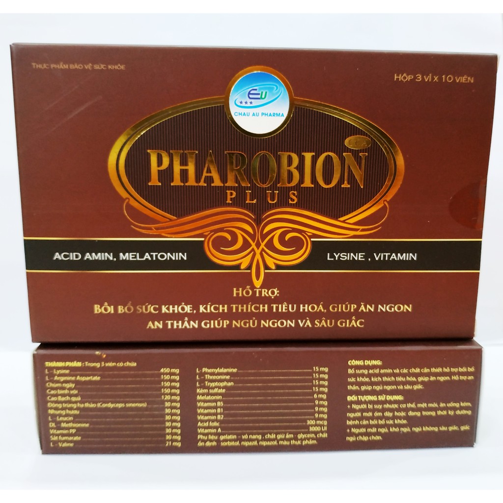 Viên Ăn Ngủ Ngon Pharobion Plus - Giúp An Thần Ngủ Sâu Giấc - Ăn Ngon Miệng - Bồi Bổ Sức Khỏe - Hộp 30 Viên