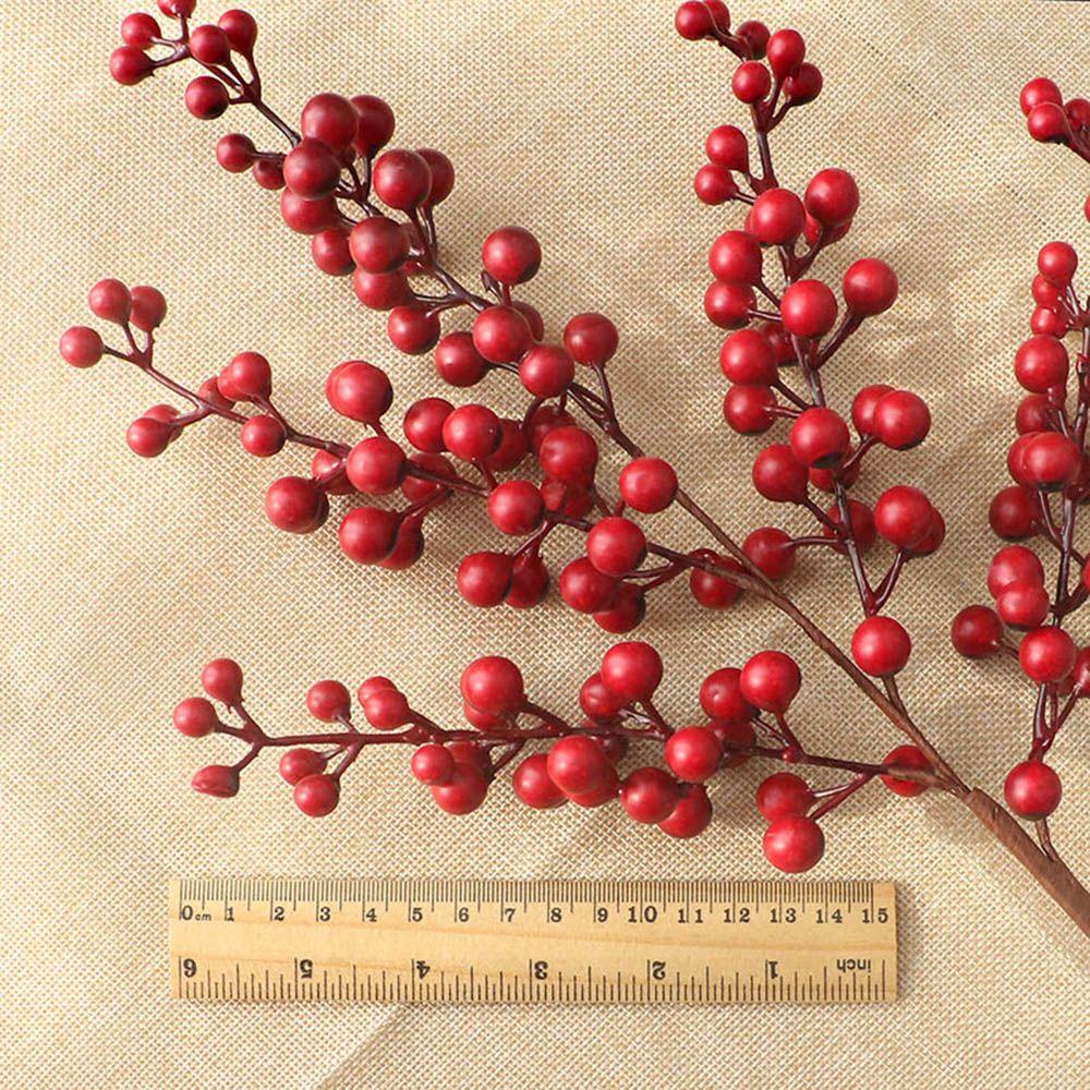 Nhánh Cây Berry Nhân Tạo 5 Bông Trang Trí Năm Mới