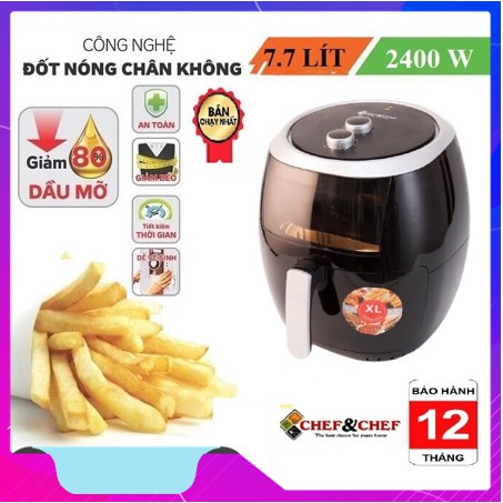 [Mã SKAMSALE03 giảm 10% đơn 200k] Nồi chiên  CỠ LỚN  nồi chiên không dầu Chef &amp; chef 7.7l (YJ 707)