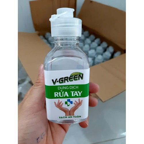 Nước rửa tay khô V-Green 100ml| nhỏ gọn tiện mang ra ngoài