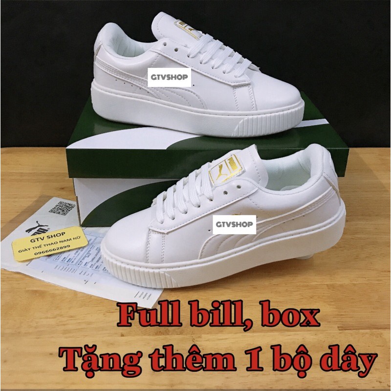 Tặng hộp, Bill và 1 bộ dây lụa - Giày thể thao nam nữ PM loại đế trơn, khâu đế, size 36-43.     .