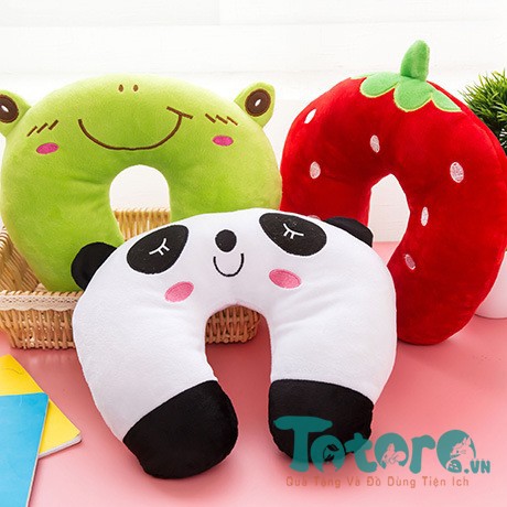 Gối cổ chữ U bông nhỏ Rilakkuma, Panda, Brown, Dâu tây, Heo hồng ...