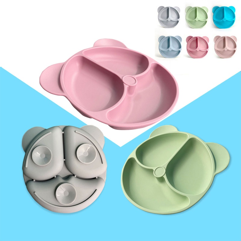 Khay Silicone Đựng Thức Ăn Cho Bé Hình Chú Gấu Cười Có Thể Sử Dụng Trong Lò Vi Sóng An Toàn