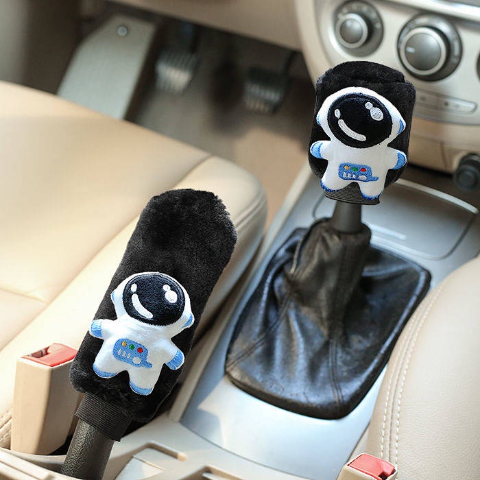 Car Handbrake Sleeve Shift Knob Cover Cute Soft Plush Car Interior Decoration Armrest Gloves Hanging Gear Lever Cover Universal Female jh1Q
