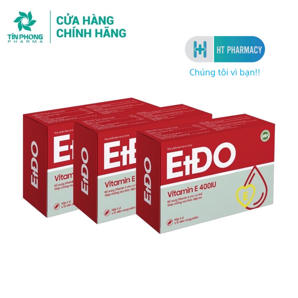 Viên Uống Vitamin E EtĐo Chiết Xuất Thiên Nhiên Giúp Làm Chậm Lão Hóa Da Căng Mịn Giảm Nhăn Hộp 30 Viên