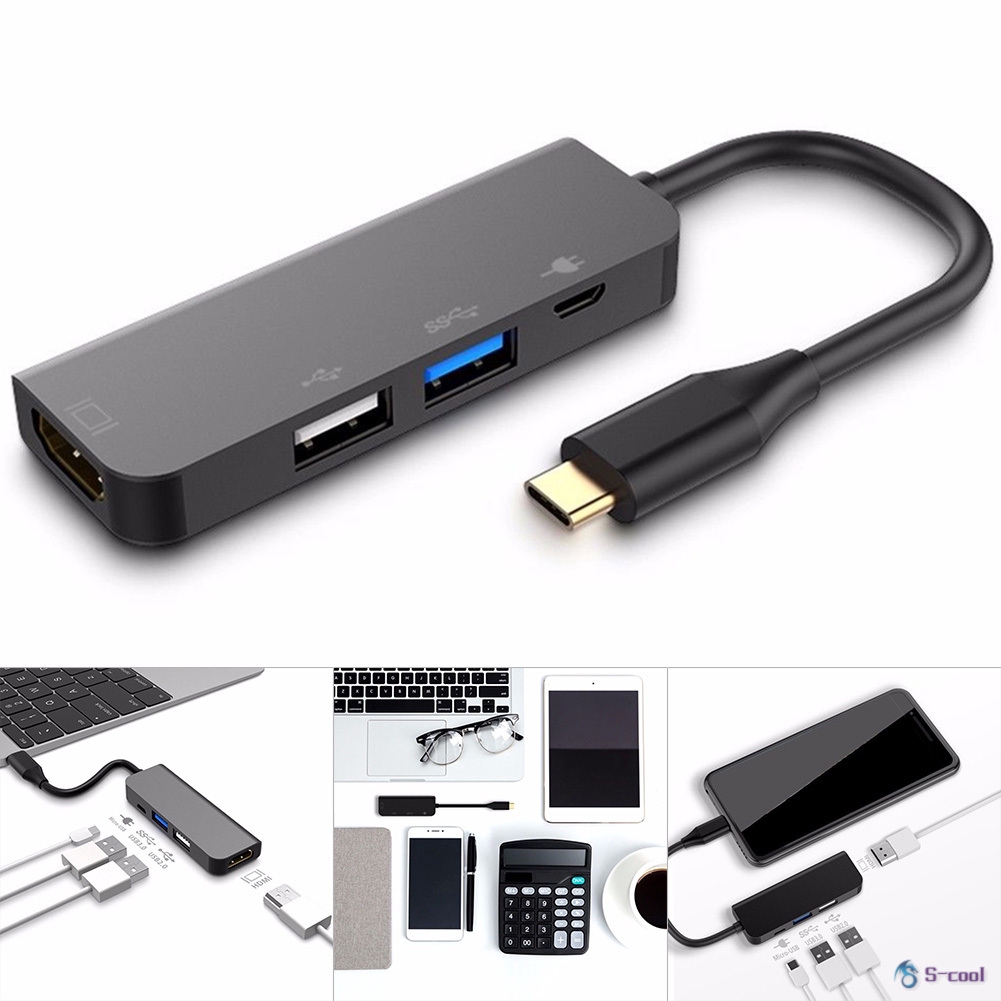 4 in 1 Multifunctional Adapter HDMI USB3.0 USB2.0 Micro-USB Hub Splitter for PC Computer