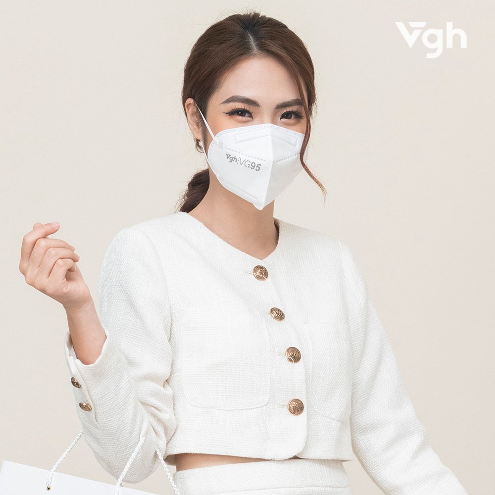 Khẩu trang VG95 3S thiết kế 3D, kháng khuẩn, thoải mái, nút chỉnh quai tai - Chính hãng VG Healthcare - Hộp 5 chiếc