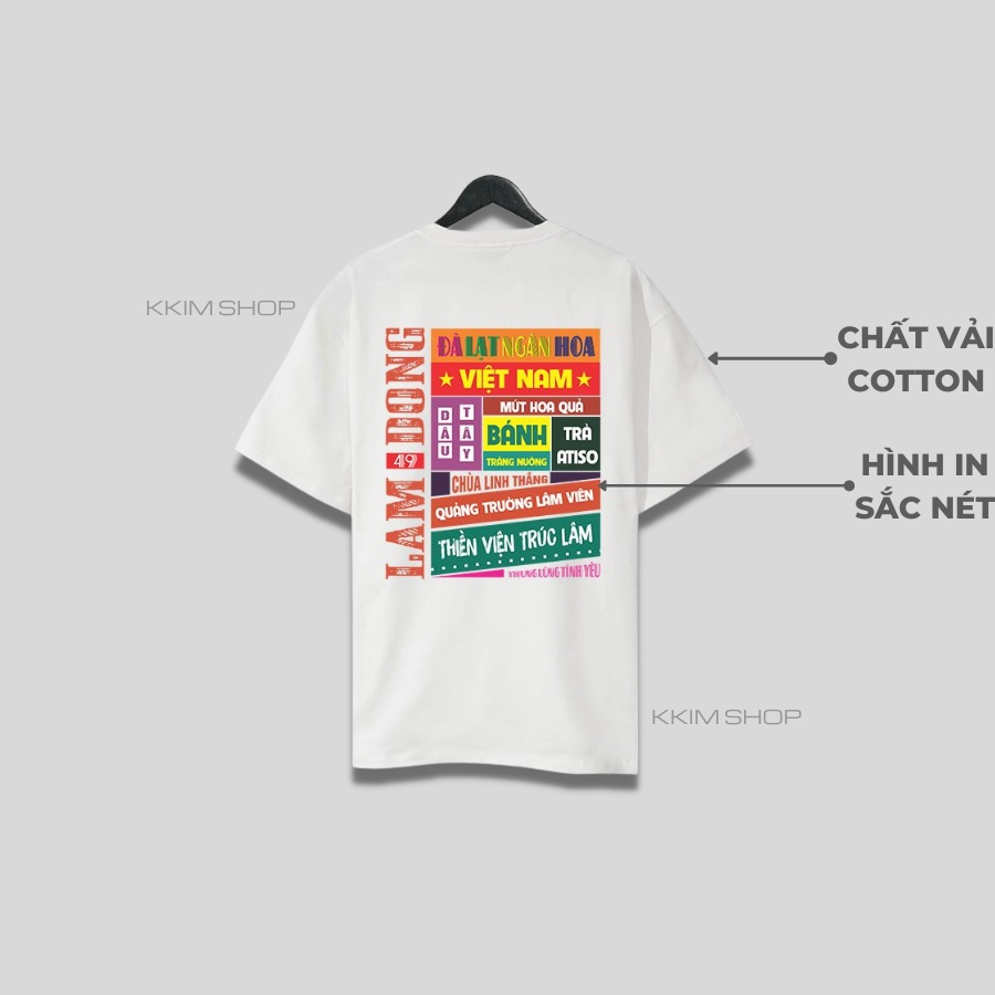 Áo thun tay lỡ LÂM ĐỒNG, Áo phông 63 tỉnh thành Form rộng oversize, chất liệu Cotton KKIMSHOP