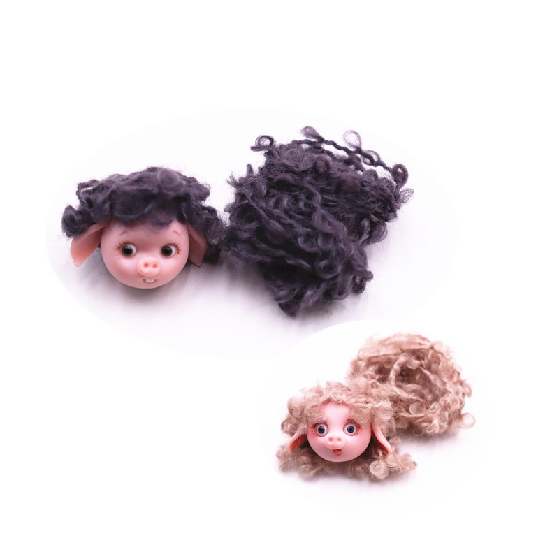 Meijie Pig Resin Clay Doll Hair-Meijie Pig Clay Doll Figure Sticky Hair Curly Curly Hair