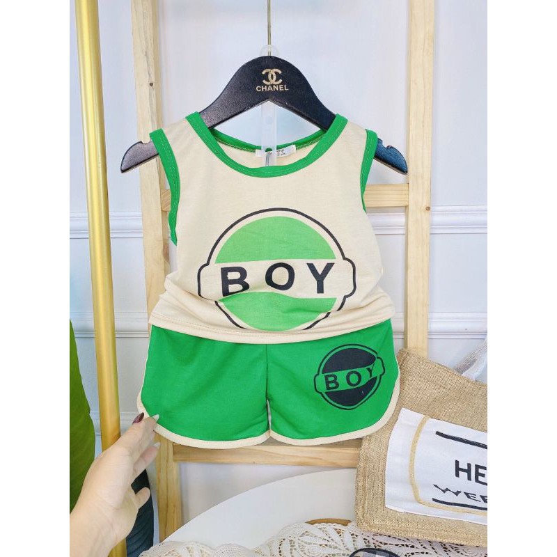 Bộ hè bé trai_ Bộ ba lỗ BOY chất đũi siêu mát mềm mại cho bé 8-20kg