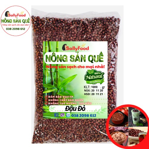 Đậu Đỏ Hạt Nhỏ Hữu Cơ SallyFood 1kg Giống Thuần Chủng - Đỗ Đỏ Tây Organic Sạch Nông Sản Quê