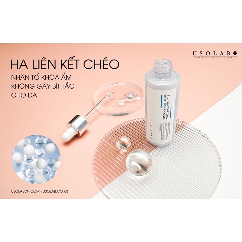 Tinh chất - Serum cấp nước căng bóng HA USOLAB BIO MOISTURIZING HYALURON AMPOULE 50ml (Mẫu Mới)
