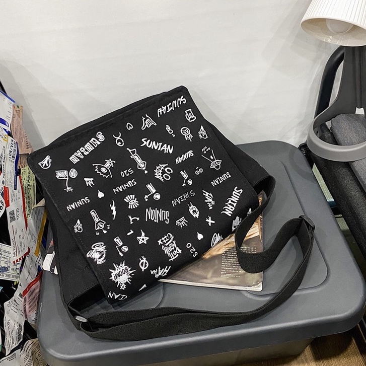 Túi đeo chéo nữ vải canvas giá rẻ đeo vai đi học đựng vừa A4 phong cách hàn quốc TV106