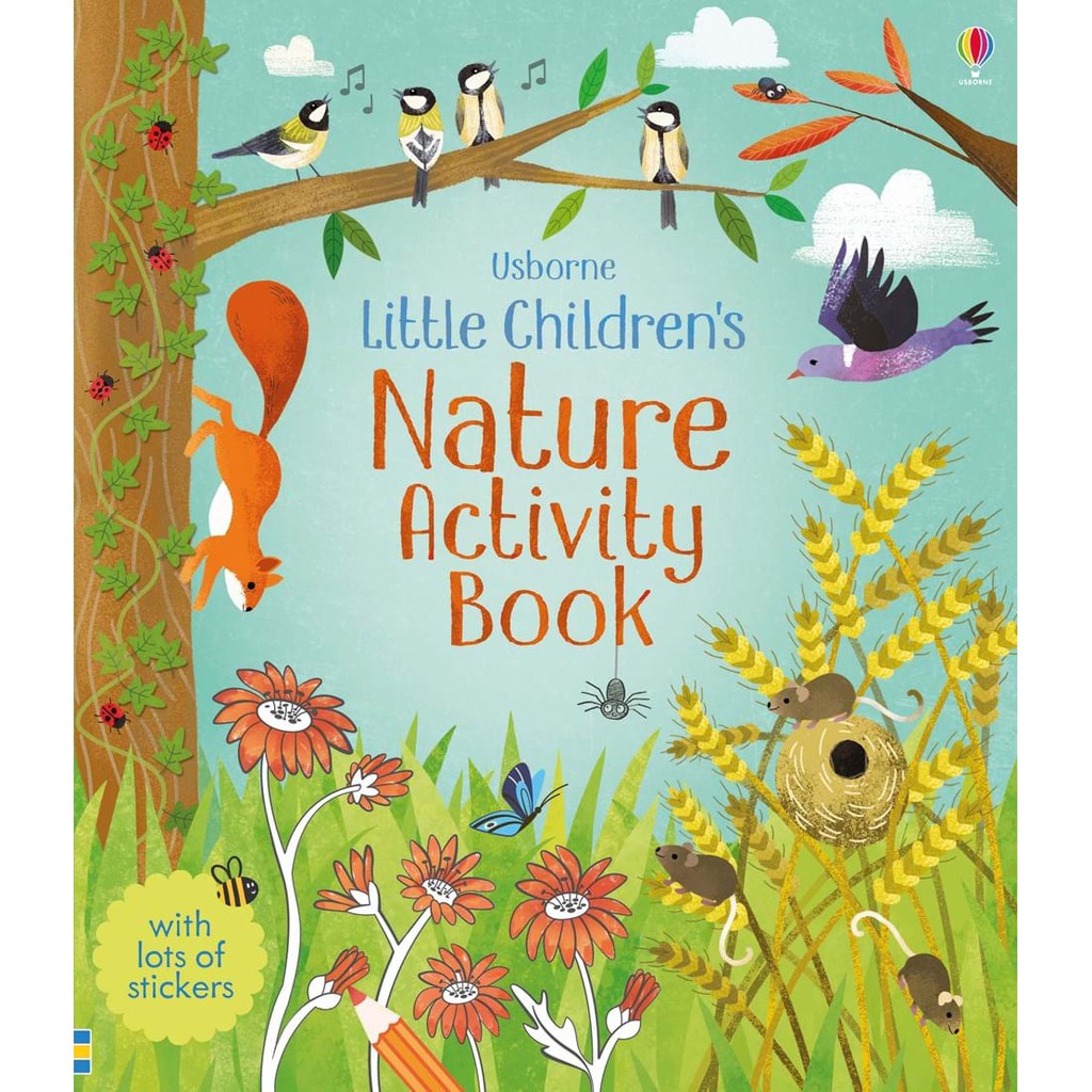 Sách tiếng anh Usborne - Little children's Activity book - tổng hợp kỹ năng hoạt động cho bé tìm kiếm, tô màu, bóc dán,