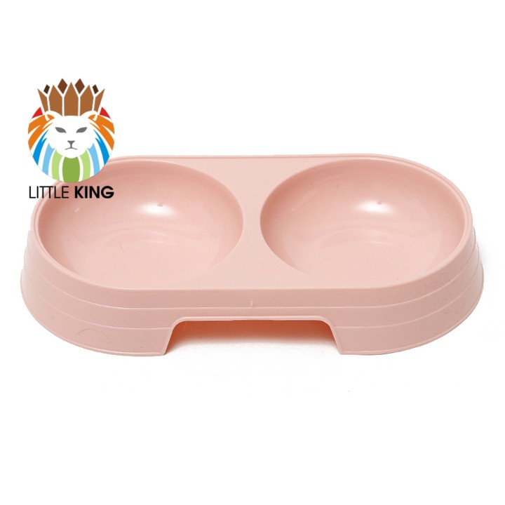 Bát ăn đôi tròn cỡ nhỏ cho chó mèo con, thú cưng cỡ nhỏ Little King pet shop chất liệu nhựa PP nhiều màu sắc