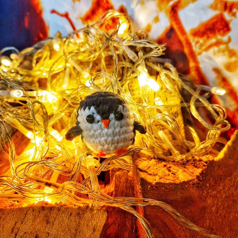 Móc chìa khóa chim cánh cụt mini len móc. amigurumi. Quà tặng ý nghĩa, an toàn, xinh cho người yêu bạn bè