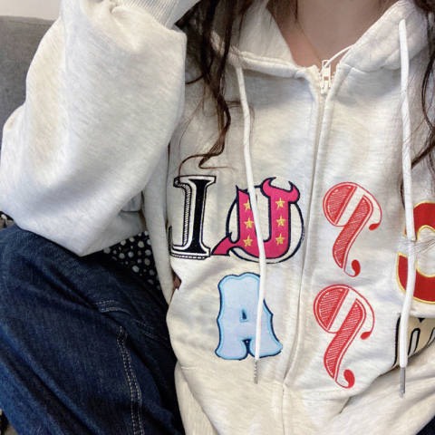 Áo Khoác Hoodie Chữ Cái Form To Nam Nữ Unisex Mũ 2 Lớp This Dáng Rộng Tay Bồng