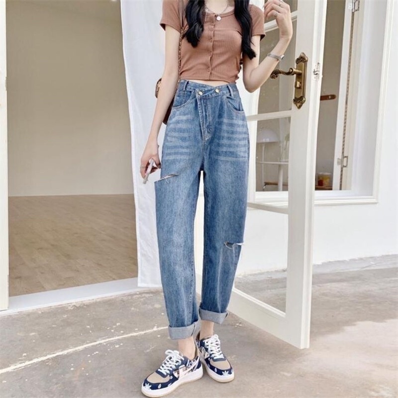 Quần jeans baggy cạp chéo siêu chất