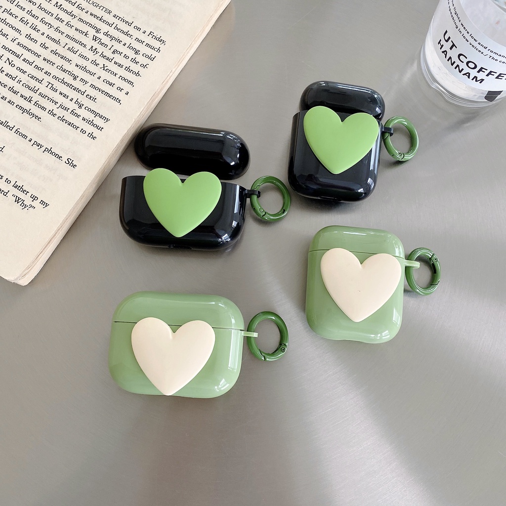 Vỏ bảo vệ hộp sạc tai nghe SPRISE chất liệu silicon cứng hình trái tim có dây đeo thích hợp cho Airpods 2/Pro/3