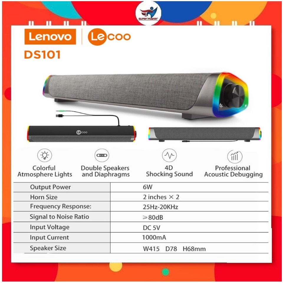 Lenovo Lecoo Loa Máy Tính DS101 , TS33 Loa Siêu Trầm Âm Thanh Nổi Âm Nhạc Vòm