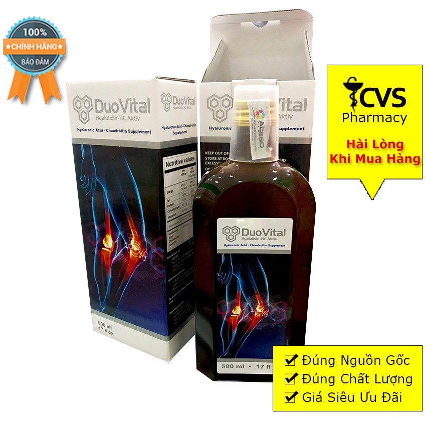 DuoVital / Duo Vital - Bổ sung chất nhờn cho sụn khớp, hàng nhập nguyên chai từ Đức - Hộp có 2 chai 500ml - cvspharmacy