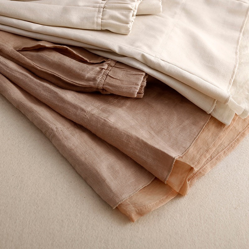 Quần Dài Vải Lanh Cotton Ống Rộng Phối Màu Sắc Retro Nhật Bản Cho Nữ