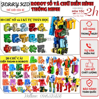 Số và chữ biến hình thông minh thành động vật và xếp thành ROBOT khổng lồ, lắp ghép lego xuất CHÂU ÂU