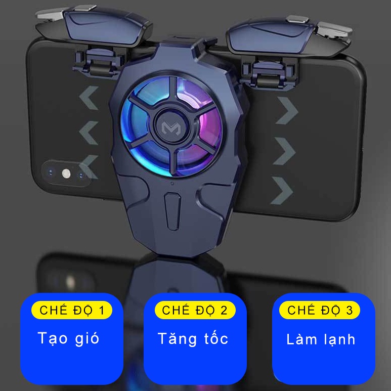 Tay cầm chơi game kèm quạt tản nhiệt MEMO AK03 hỗ trợ Auto tap Led RGB Gaming dành cho điện thoại - Hàng chính hãng