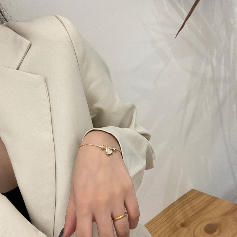 Vòng tay nữ lắc tay nữ dây rút mặt trái tim VT003 Leous Accessories