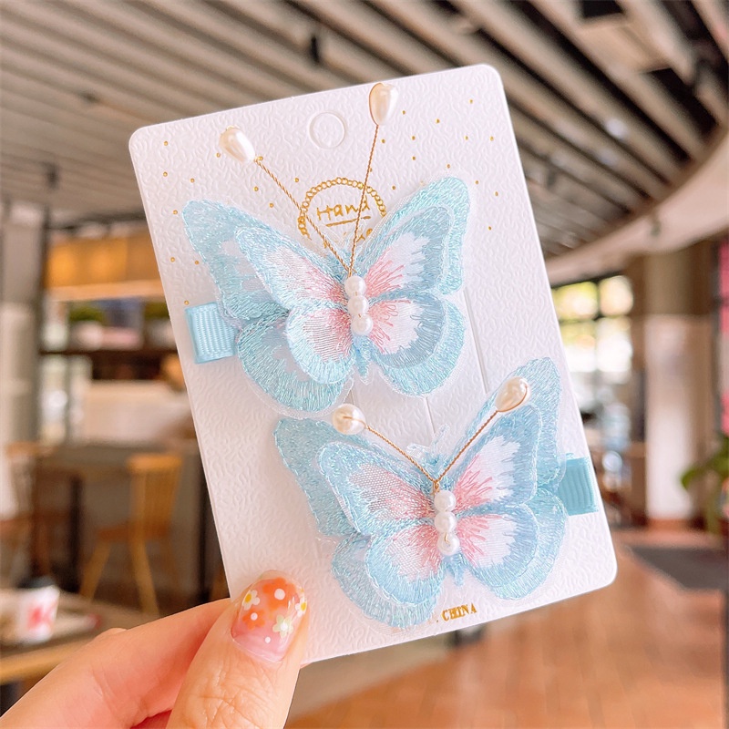 Set 2 Kẹp Tóc Hình Bướm Xinh Xắn Cho Bé Gái