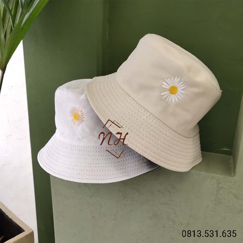 Mũ bucket hoa cúc GD hai mặt nam nữ đẹp - ẢNH THẬT - Mũ bucket hat M09