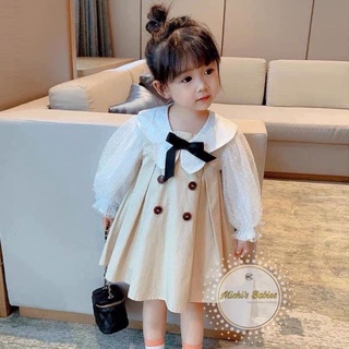 Váy tiểu thư cổ sen tay phồng cho bé