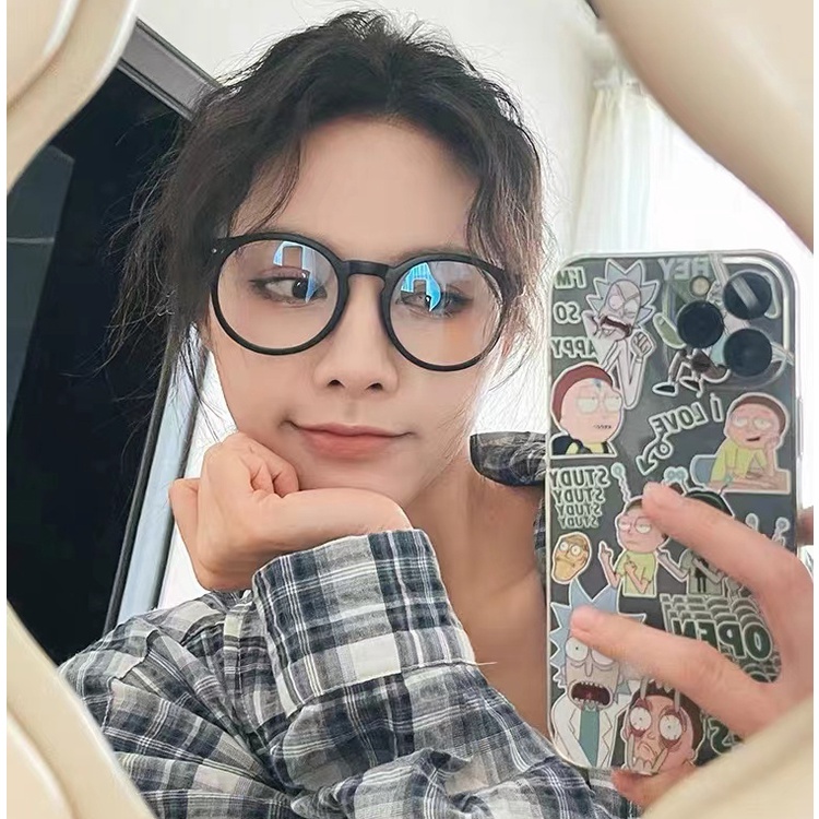 Mắt Kính Gọng Tròn Siêu Nhẹ Chống Tia Sáng Xanh Thời Trang Cho Nữ