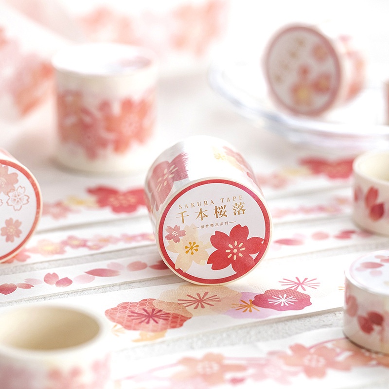 1 Cuộn Băng Keo Dán Mặt Nạ In Hình Hoa Anh Đào Dễ Thương