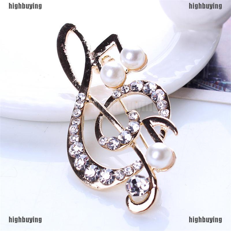 Ghim Cài Áo Hình Nốt Nhạc Đính Đá Nhân Tạo Thời Trang Cho Nữ