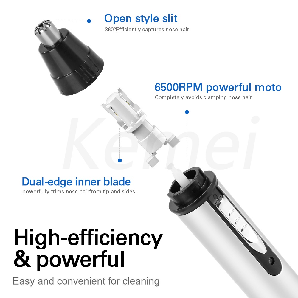 Máy tỉa lông mũi Kemei KM-6651 2021 3 trong 1 có thể sạc lại tiện dụng cho nam