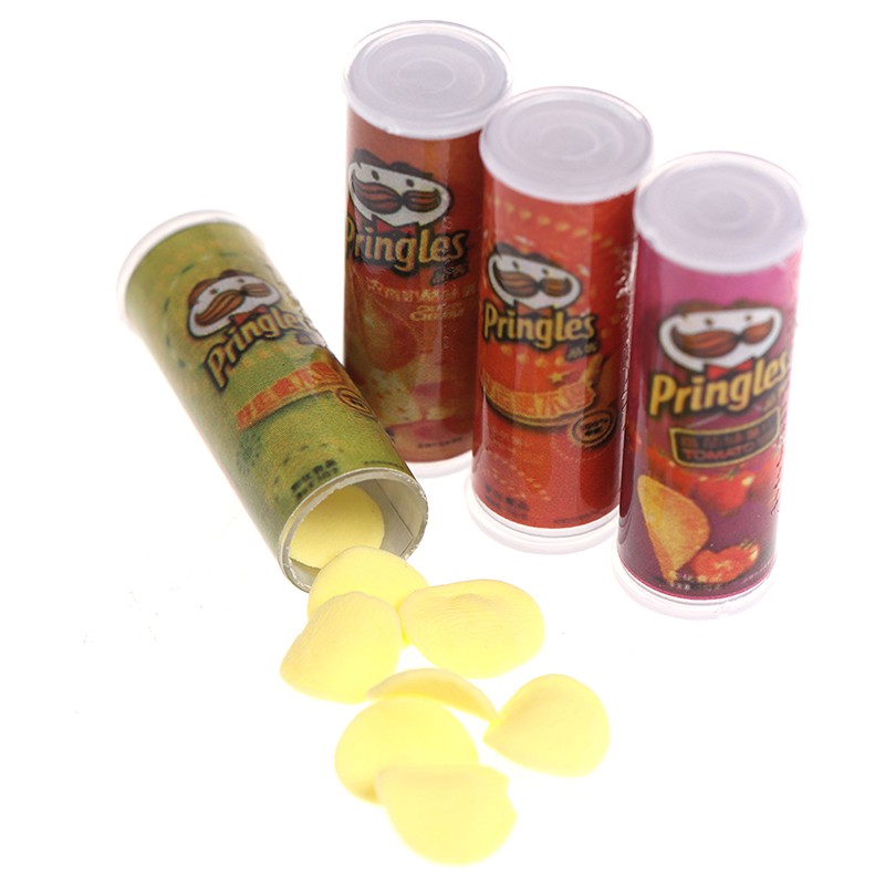 Bộ 4 chai đựng khoai tây chiên thu nhỏ trang trí nhà búp bê tỷ lệ 1:12