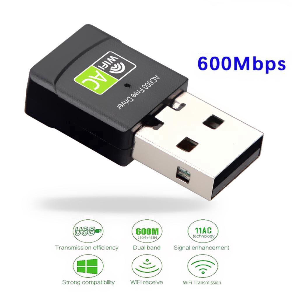 USB thu sóng wifi băng tần kép 2.4G / 5G 600Mbps tốc độ 600m tiện dụng