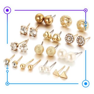 Set 12 đôi bông tai xỏ lỗ SWT12